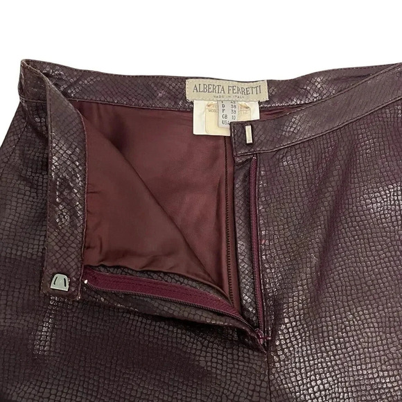 Alberta Ferretti Flared straight leg Leather Pants High waisted Retro Vintage 8 - Picture 4 of 8